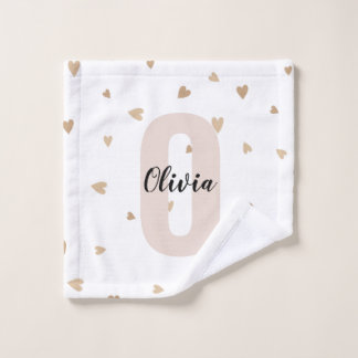 Nom monogramme esthétique en or rose avec des cœur