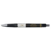 Nom monogramme et stylo noir de signature moderne (Devant)