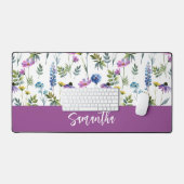 Nom monogramme fleur sauvage aquarelle bleu violet (Clavier et souris)