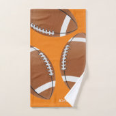 Nom monogramme football orange (Serviette à main)