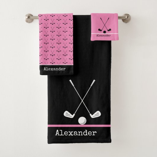 Nom monogramme golf sport rose noir (En situation)