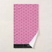 Nom monogramme golf sport rose noir (Serviette à main)