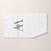Nom Monogramme Gris Blanc Élégant Écriture Stylée (Serviette à main)