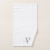 Nom Monogramme Gris Blanc Moderne Écriture Élégant (Serviette à main)