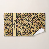 Nom Monogramme Imprimé Léopard Noir Or Guépard (Serviette à main)