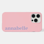 Nom Monogramme Latéral Minimaliste Rose & Bleu (Verso Horizontal)
