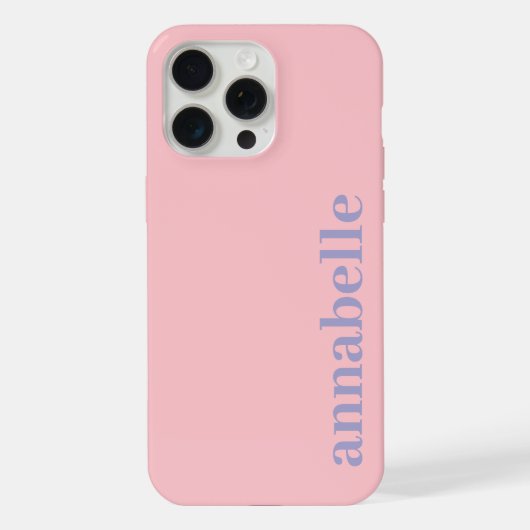Nom Monogramme Latéral Minimaliste Rose & Bleu (Verso)
