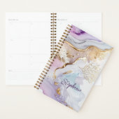 Nom Monogramme Lavis Aquarelle Violet Bleu Or (Devant avec enveloppe)