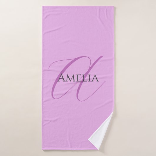 Nom Monogramme Lettre initiale Orchid & Lilac (Serviette de bain)