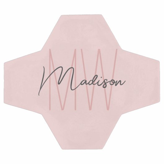 Nom Monogramme moderne Script Blush Pink (Plat)