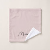 Nom Monogramme moderne Script Blush Pink (Gant de toilette)