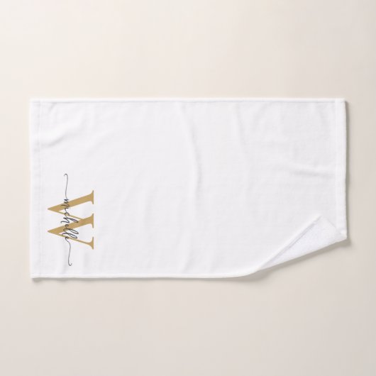Nom Monogrammé Or Blanc Moderne Écriture Élégante (Serviette à main)