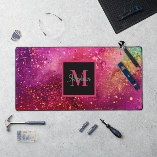 Nom Monogramme Pailleté Couleurs Modernes (Poste de travail)