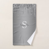 Nom Monogramme Paillettes Argentées (Serviette à main)