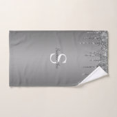 Nom Monogramme Paillettes Argentées (Serviette à main)