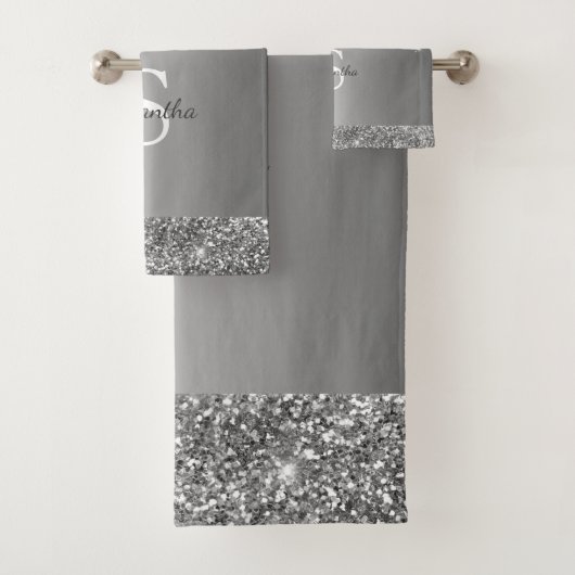 Nom Monogramme Paillettes Argentées Chic (En situation)