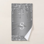 Nom Monogramme Paillettes Argentées Chic (Serviette à main)