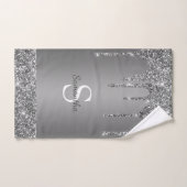 Nom Monogramme Paillettes Argentées Chic (Serviette à main)