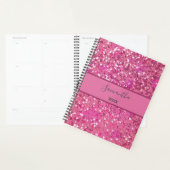 Nom Monogramme Paillettes Rose Chaud Brillant Fémi (Devant avec enveloppe)
