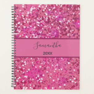 Nom Monogramme Paillettes Rose Chaud Brillant Fémi