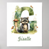 Nom monogramme Poster pépinière Lettre bois G (Devant)