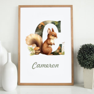 Nom monogramme Poster pépinière Lettre boisée C