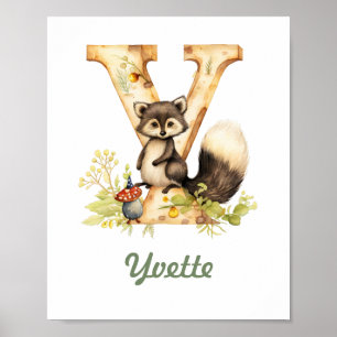 Nom monogramme Poster pépinière Lettre boisée Y
