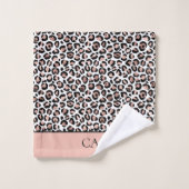 Nom Monogrammé Rose Gold Imprimé Léopard Noir Tend (Gant de toilette)