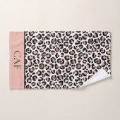 Nom Monogrammé Rose Gold Imprimé Léopard Noir Tend (Serviette à main)