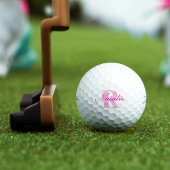 Nom monogramme rose golf & balles de golf initiale