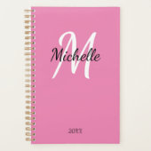 Nom Monogramme rose mignon de la fille + Initiale (Devant)