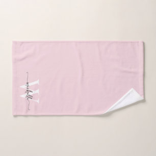 Nom Monogramme Rose Pâle Moderne Écriture Élégante