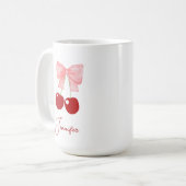 Nom Mug avec cabot rose et cerises (Devant gauche)