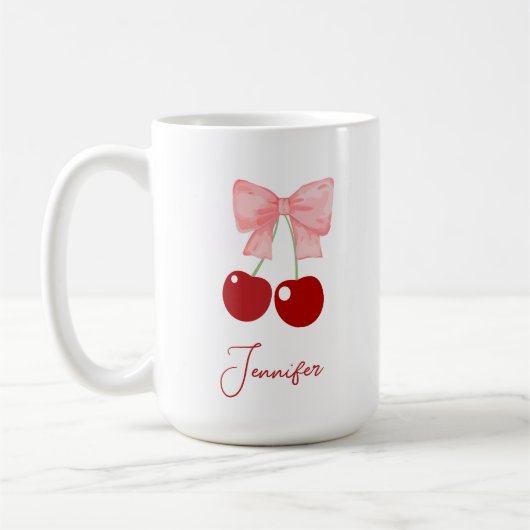 Nom Mug avec cabot rose et cerises (Gauche)
