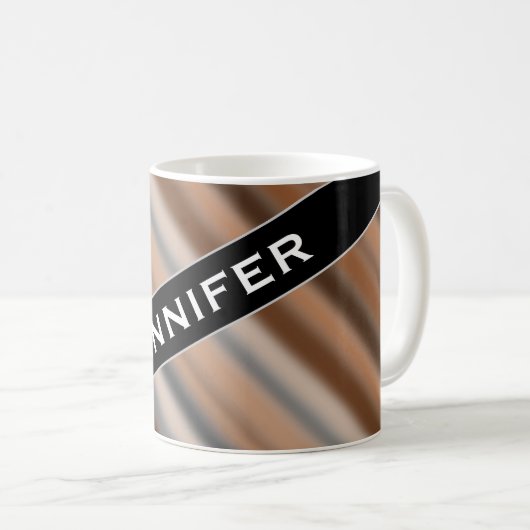 Nom + Mug de Motif de  de bandes rustiques floues (Devant droit)