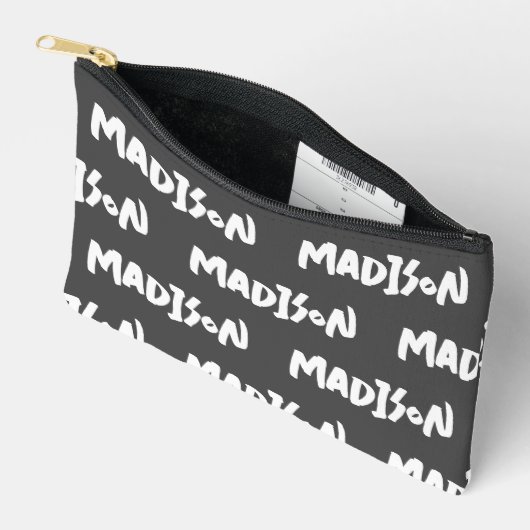 Nom noir et blanc Imprimer Pochette de Zipper (Ouvrir)