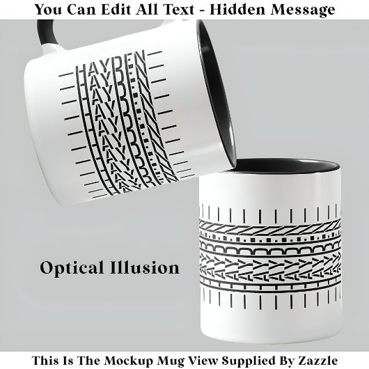 Nom noir Message caché Mug tendance 121B Moderne