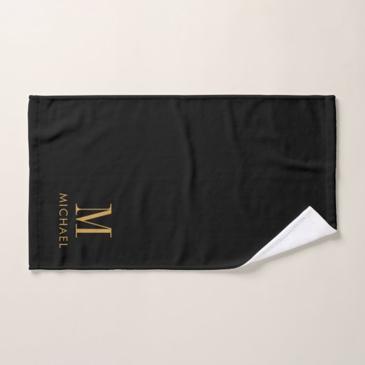 Nom noir Monogramme Or simple (Serviette à main)