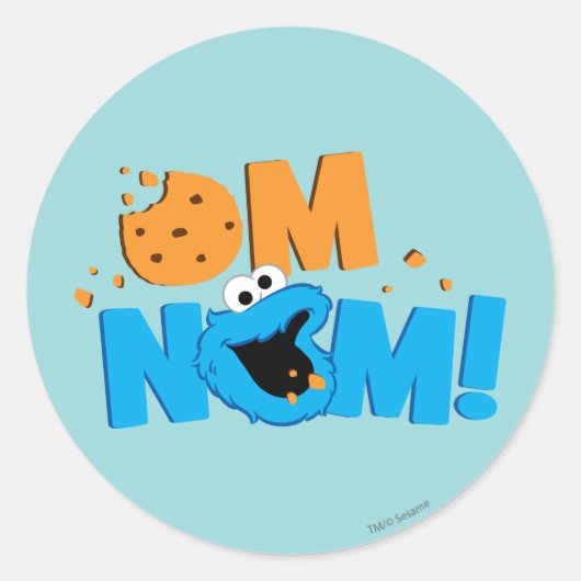 Nom Nom Cookie Ronde Sticker (Voorkant)
