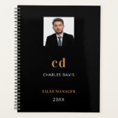 Nom or noir initiales photo business 2026 (Devant)