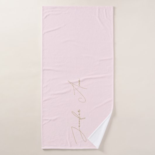 Nom Or Script Personnalisé Rose (Serviette de bain)