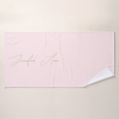 Nom Or Script Personnalisé Rose (Serviette de bain)