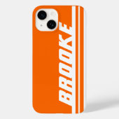 Nom orange & blanc strié coque iphone sport (Verso)