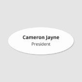 Nom ovale blanc Étiquette ou Magnétique Profession (Devant)