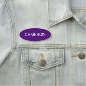 Nom ovale violet Balise Badge Pin ou Magnétique 3 (En situation)