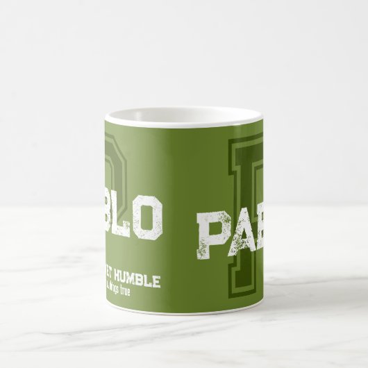 Nom Pablo signifiant tasse de café vert monogramme (Centre)