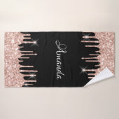 Nom Parties scintillant étincelante gouttes rose R (Serviette de bain)