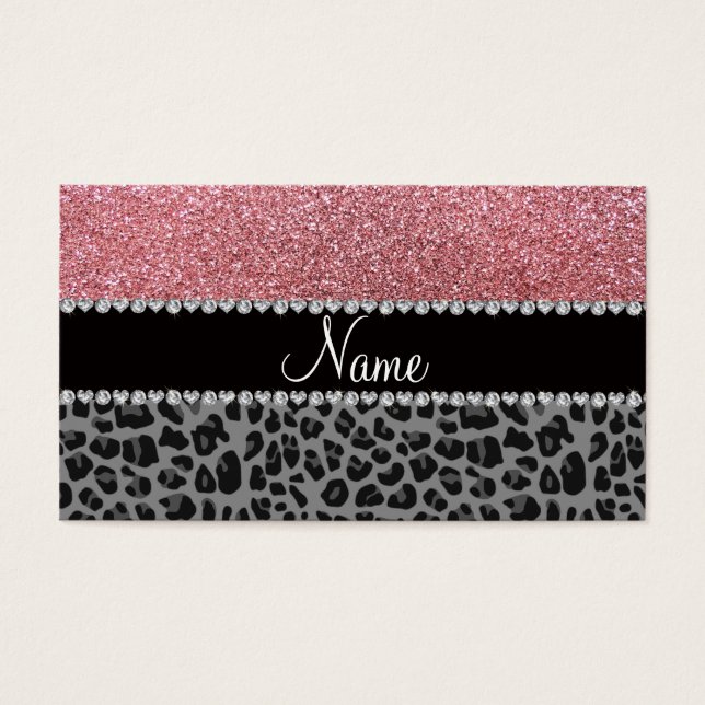 Nom parties scintillant rose pastel léopard noir (Devant)
