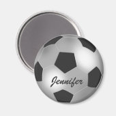 Nom personnalisable argent Soccer Magnets de balle (Recto/Verso)