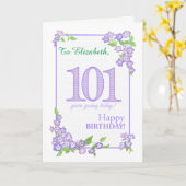 Nom personnalisé 101e anniversaire avec carte Fleu (Fleur jaune)